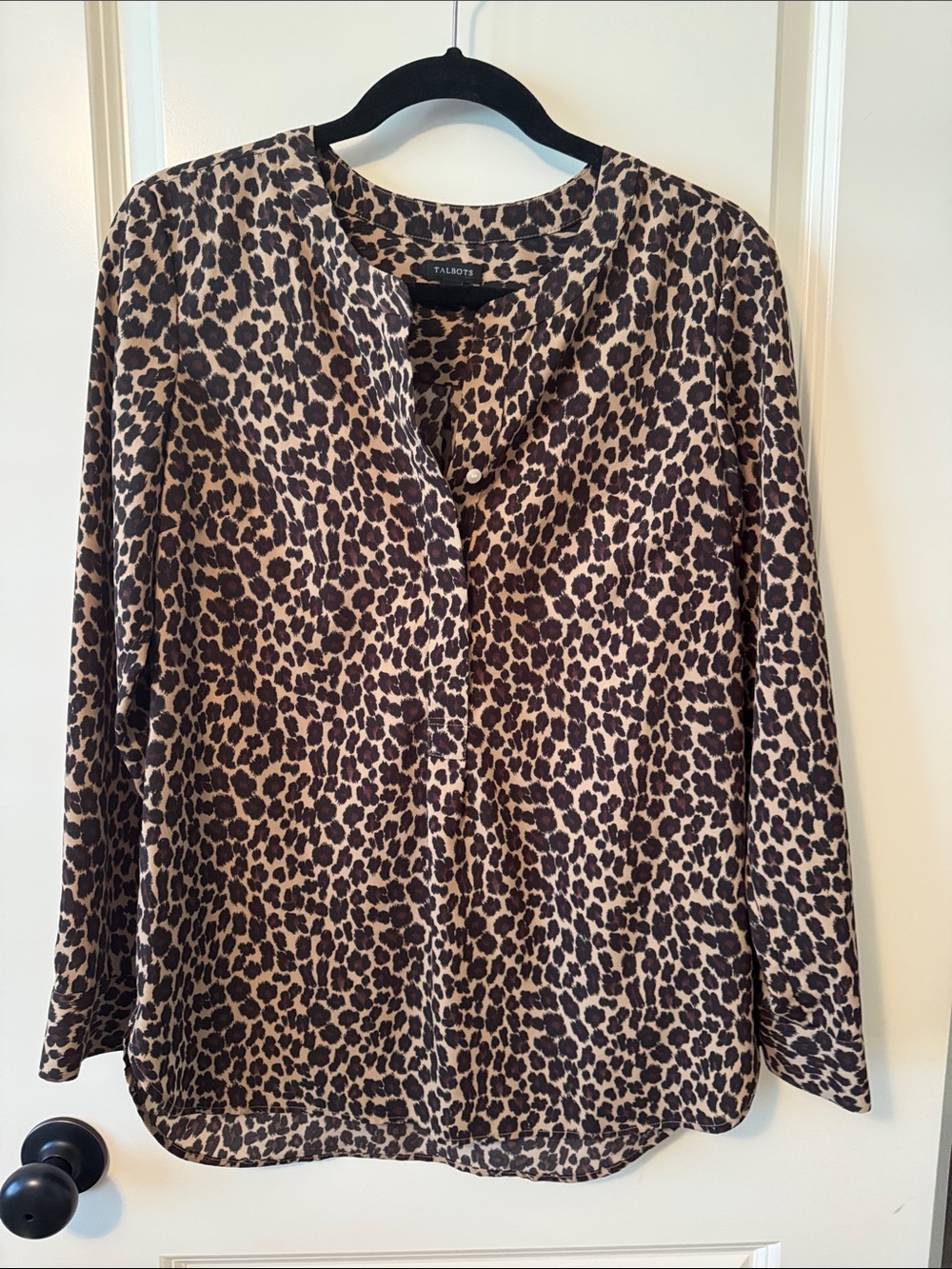 Talbots Leopard Print Long-Sleeve Blouse - Brown & Black